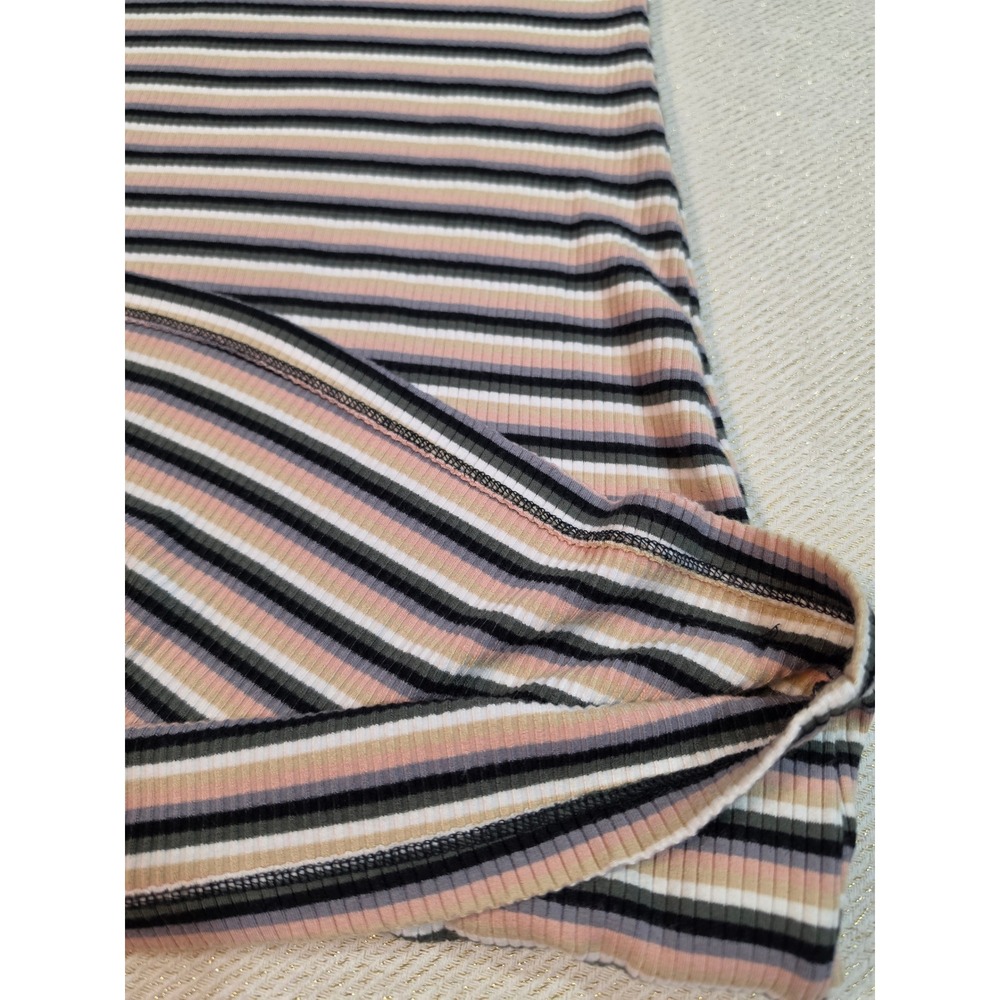 Hollister Striped Tube Dress Womens Medium Pink Black Ribbed Bodycon Mini Strapl - Picture 5 of 5